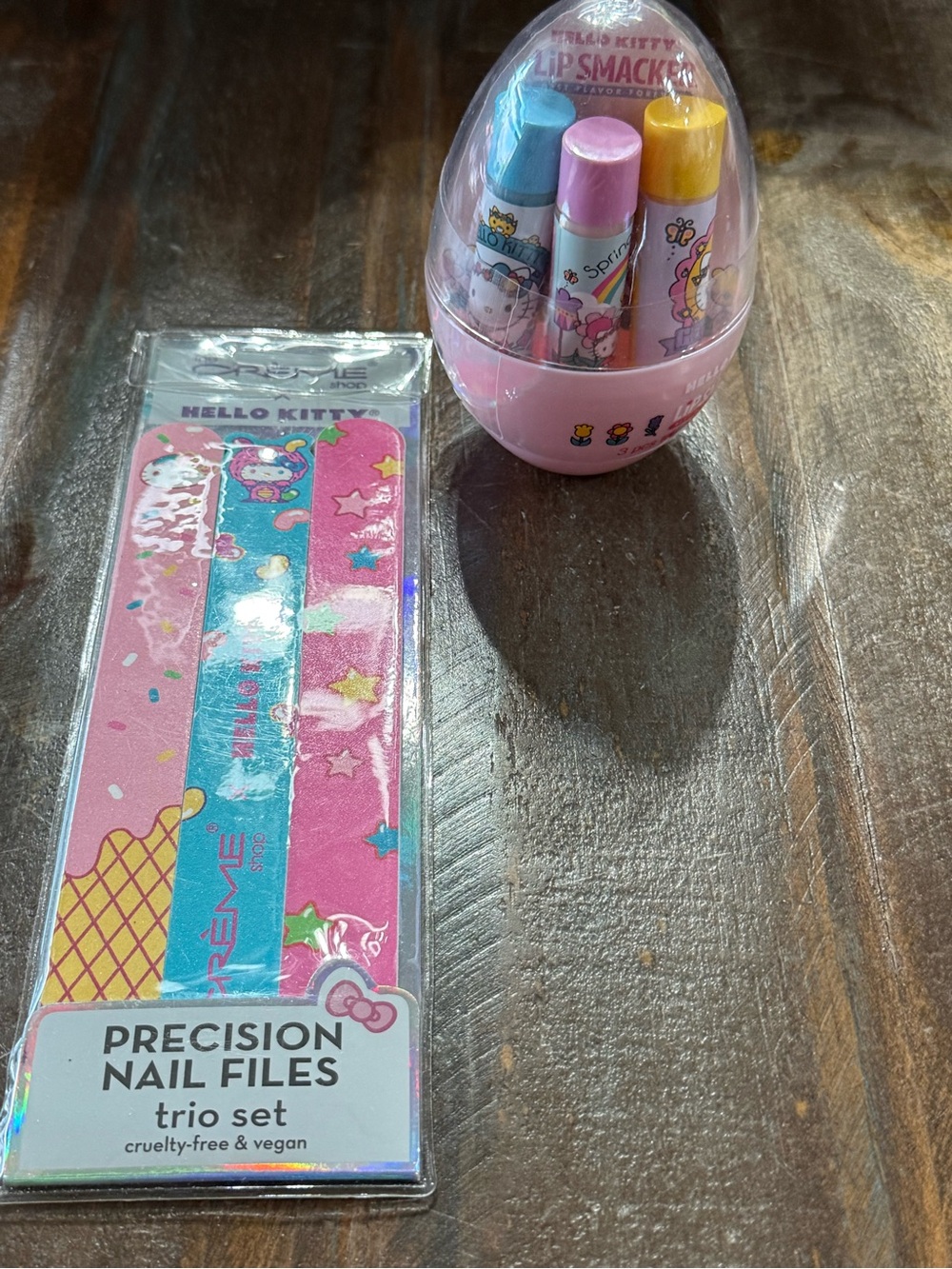 Hello Kitty Lip Smacker Easter Egg Lip Balm Trio Creme Shop Nail Files NIB